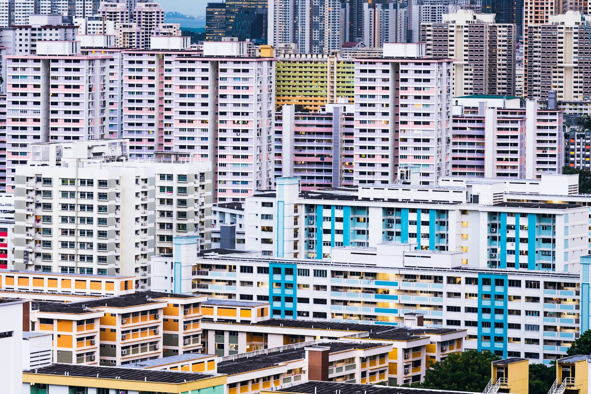 View of public housings in Singapore.